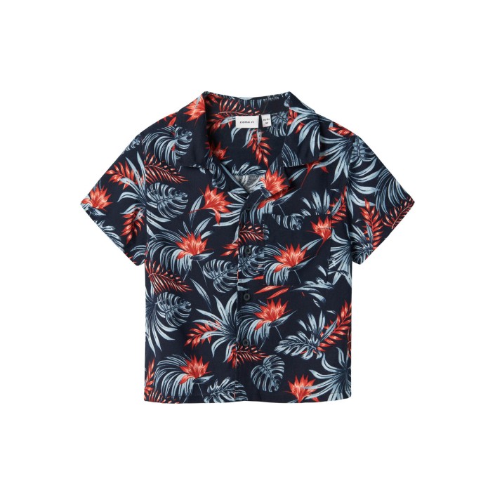 NAME IT MINI NMMFERANE SS SHIRT BOX Navy Blazer/TROPICAL | Freewear NMMFERANE SS SHIRT BOX - www.freewear.nl - Freewear