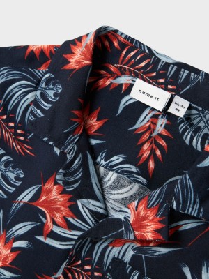 NAME IT MINI NMMFERANE SS SHIRT BOX Navy Blazer/TROPICAL | Freewear NMMFERANE SS SHIRT BOX - www.freewear.nl - Freewear