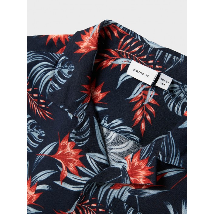 NAME IT MINI NMMFERANE SS SHIRT BOX Navy Blazer/TROPICAL | Freewear NMMFERANE SS SHIRT BOX - www.freewear.nl - Freewear
