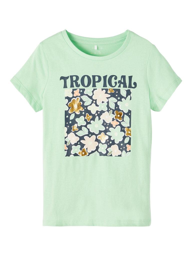 Name it Meisjes Kinderkleding Tshirt Femelina Green Ash - 134/140