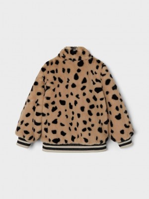 NAME IT MINI NMFMINDY FAUX FUR JACKET LEO Humus | Freewear NMFMINDY FAUX FUR JACKET LEO - www.freewear.nl - Freewear