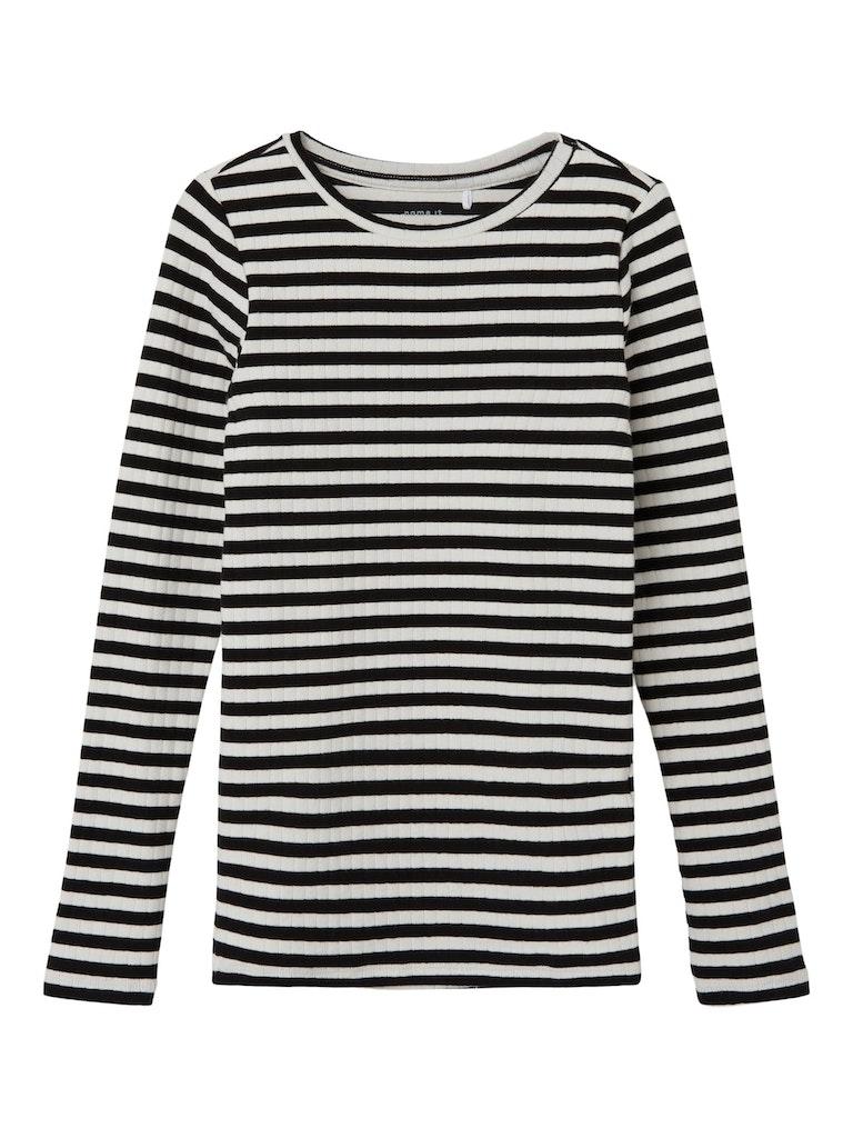 Name It T-shirt Nkfsuraja Xsl Ls Top Noos 13221091 Black Pattern Stripe Dames Maat - W146 X L152