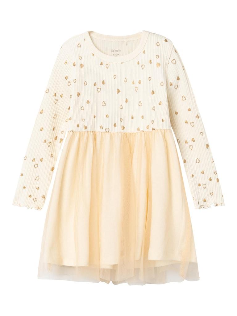 name it NBFROYANE LS DRESS Meisjes Jurk - Buttercream - Maat 68