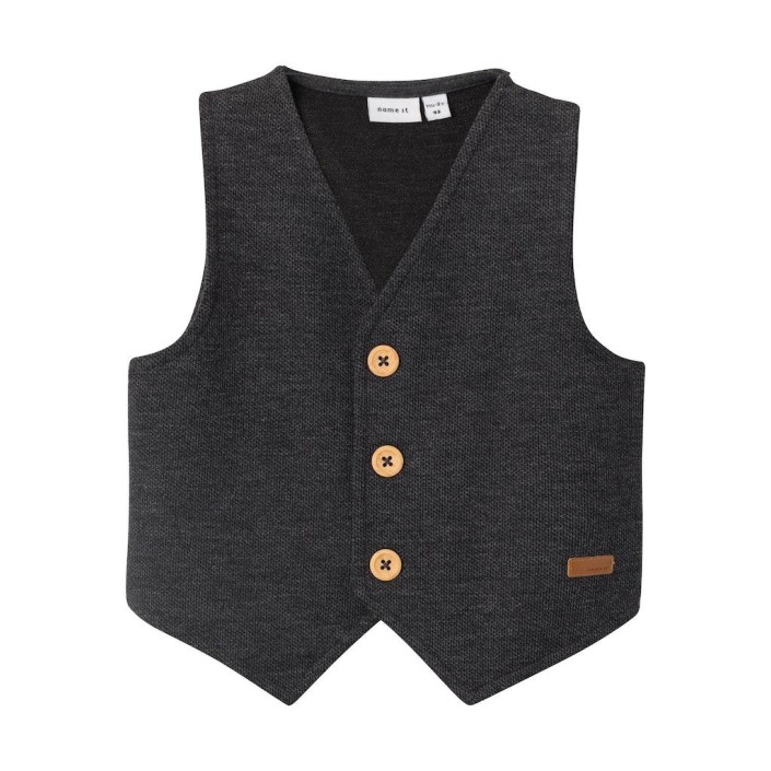 NAME IT MINI NMMROBINO VEST UNB Dark Grey Melange | Freewear NMMROBINO VEST UNB - www.freewear.nl - Freewear