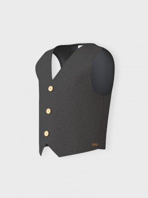 NAME IT MINI NMMROBINO VEST UNB Dark Grey Melange | Freewear NMMROBINO VEST UNB - www.freewear.nl - Freewear