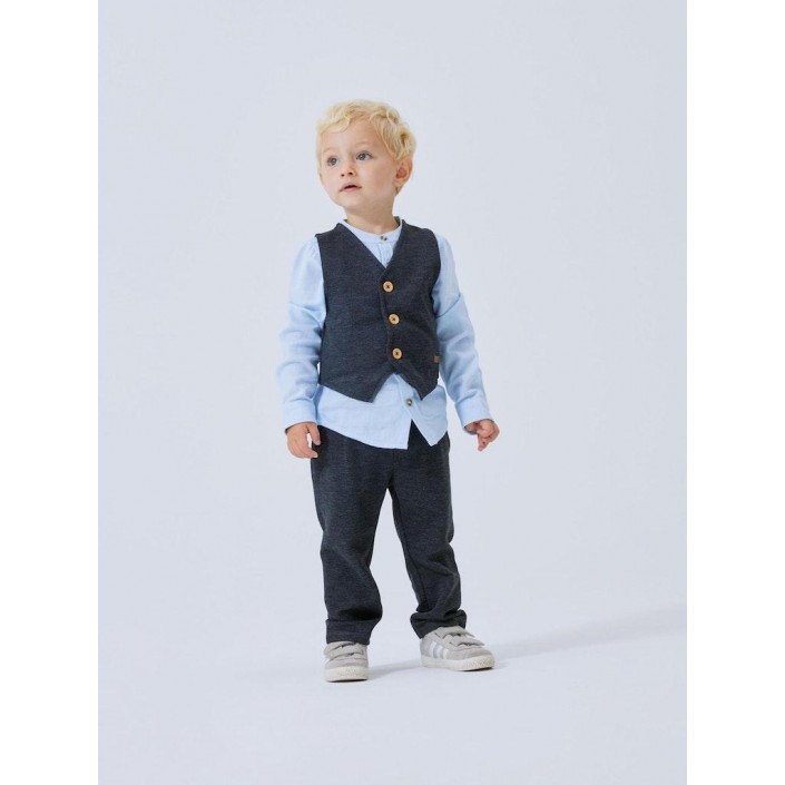 NAME IT MINI NMMROBINO VEST UNB Dark Grey Melange | Freewear NMMROBINO VEST UNB - www.freewear.nl - Freewear