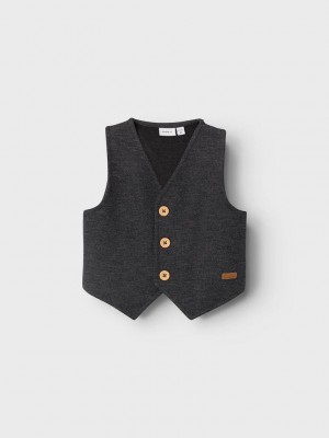 NAME IT MINI NMMROBINO VEST UNB Dark Grey Melange | Freewear NMMROBINO VEST UNB - www.freewear.nl - Freewear