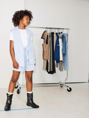 NAME IT KIDS NKFFALINNEN SHORTS NOOS Chambray Blue | Freewear NKFFALINNEN SHORTS NOOS - www.freewear.nl - Freewear