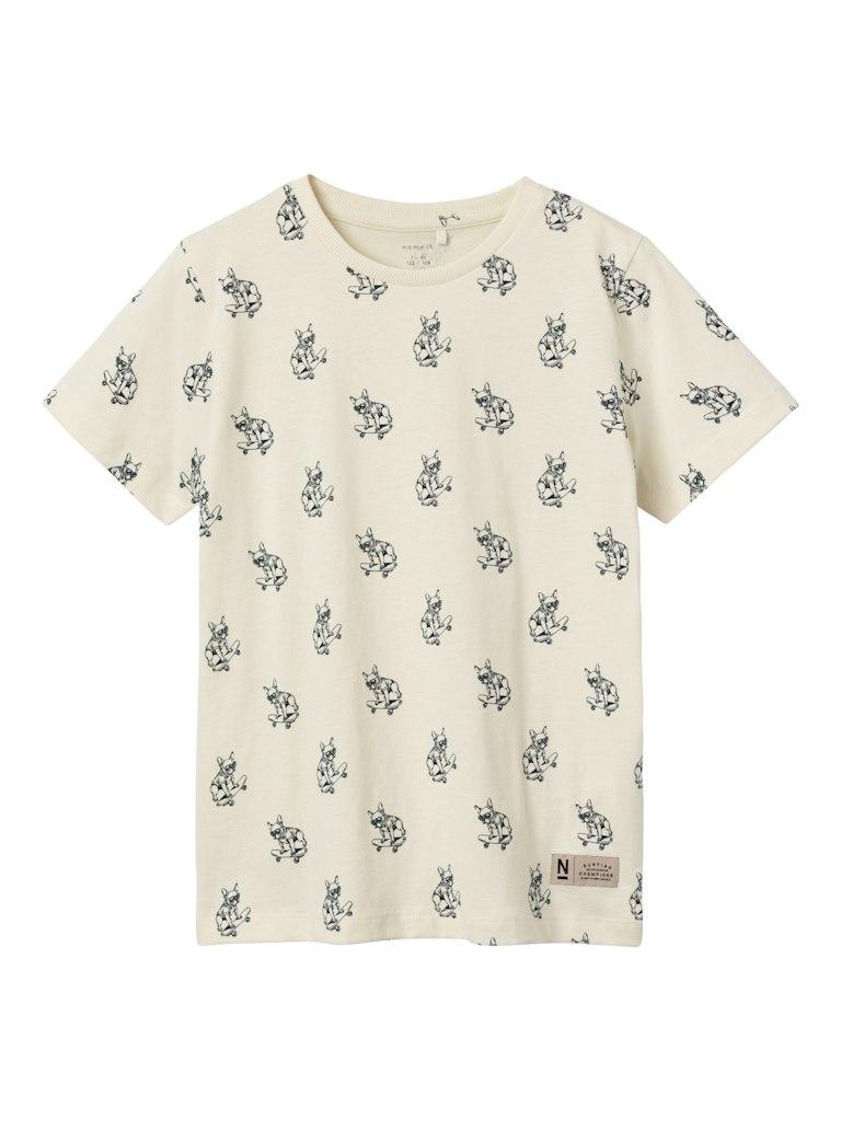 Name it t-shirt jongens - ecru - NKMdomat - maat 122/128