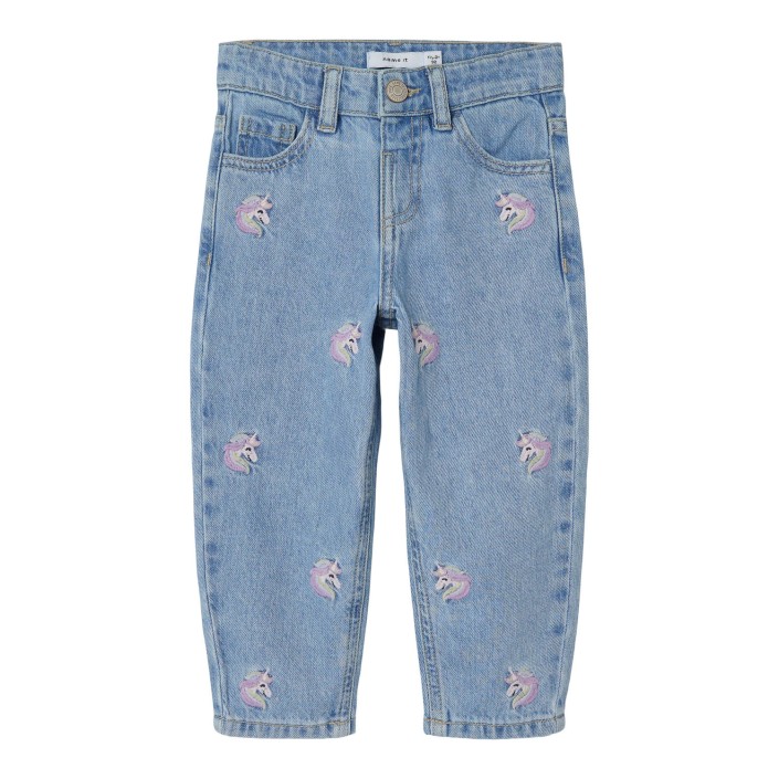 NAME IT MINI NMFBELLA MOM EMB JEANS 3285-BE NOOS Light Blue Denim/ROSE | Freewear NMFBELLA MOM EMB JEANS 3285-BE NOOS - www.freewear.nl - Freewear