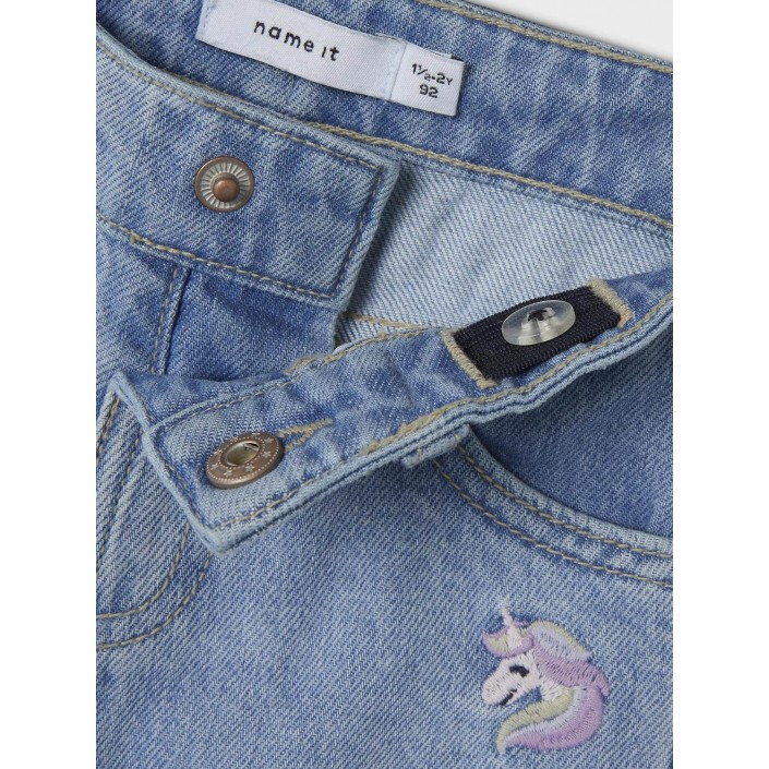 NAME IT MINI NMFBELLA MOM EMB JEANS 3285-BE NOOS Light Blue Denim/ROSE | Freewear NMFBELLA MOM EMB JEANS 3285-BE NOOS - www.freewear.nl - Freewear