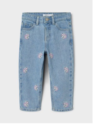 NAME IT MINI NMFBELLA MOM EMB JEANS 3285-BE NOOS Light Blue Denim/ROSE | Freewear NMFBELLA MOM EMB JEANS 3285-BE NOOS - www.freewear.nl - Freewear