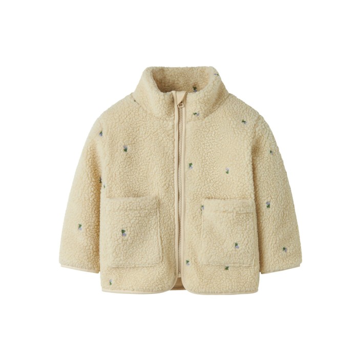NAME IT MINI NMNMAGOT TEDDY JACKET Fog/FLOWER | Freewear NMNMAGOT TEDDY JACKET - www.freewear.nl - Freewear