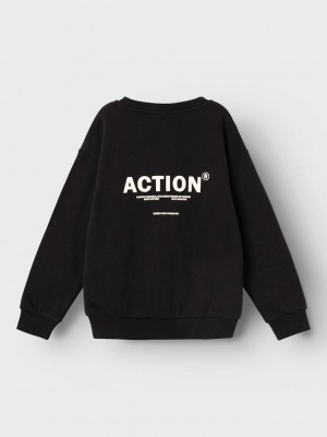 NAME IT KIDS NKMNEFIKS LS RLX SWEAT BRU Black | Freewear NKMNEFIKS LS RLX SWEAT BRU - www.freewear.nl - Freewear