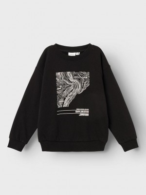 NAME IT KIDS NKMNEFIKS LS RLX SWEAT BRU Black | Freewear NKMNEFIKS LS RLX SWEAT BRU - www.freewear.nl - Freewear