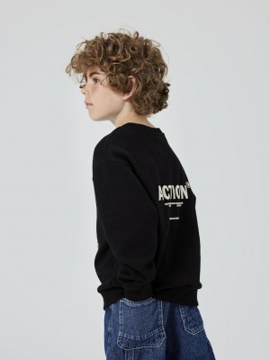 NAME IT KIDS NKMNEFIKS LS RLX SWEAT BRU Black | Freewear NKMNEFIKS LS RLX SWEAT BRU - www.freewear.nl - Freewear
