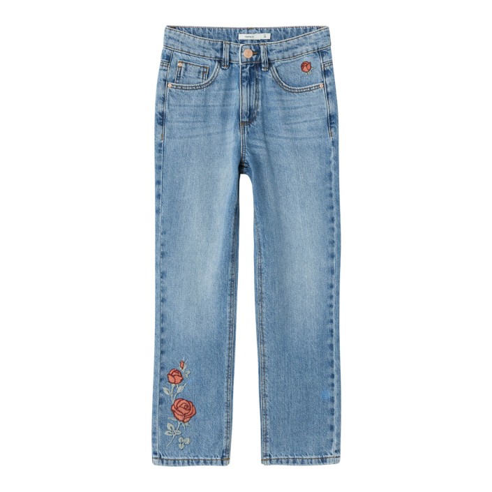 NAME IT KIDS NKFROSE STRAIGHT EMB JEANS 3285-BE Light Blue Denim/ROSE | Freewear NKFROSE STRAIGHT EMB JEANS 3285-BE - www.freewear.nl - Freewear