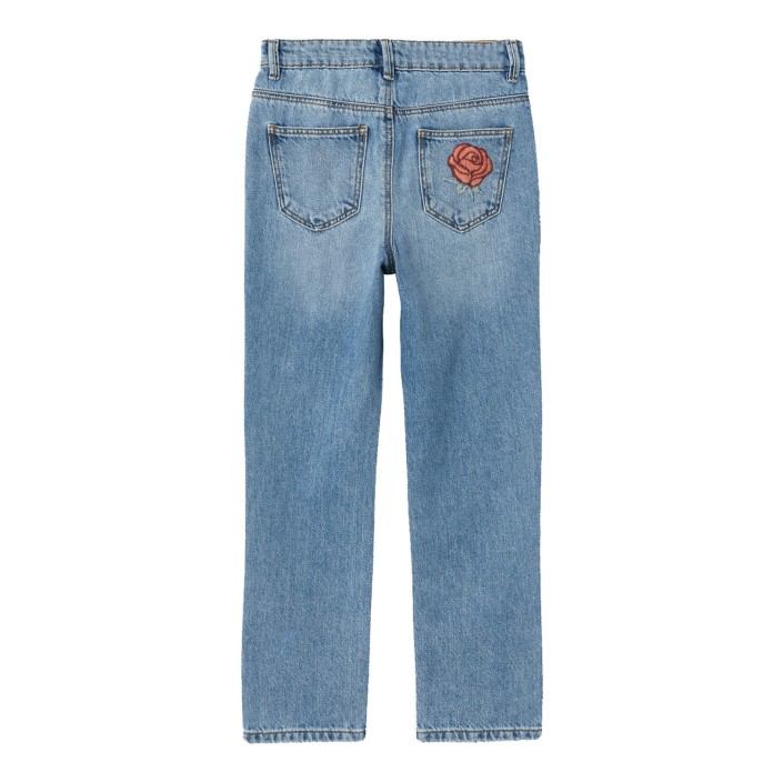 NAME IT KIDS NKFROSE STRAIGHT EMB JEANS 3285-BE Light Blue Denim/ROSE | Freewear NKFROSE STRAIGHT EMB JEANS 3285-BE - www.freewear.nl - Freewear