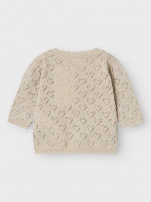 Name It NBFRIGLITTER LS KNIT CARD Frosted Almond | Freewear NBFRIGLITTER LS KNIT CARD - www.freewear.nl - Freewear