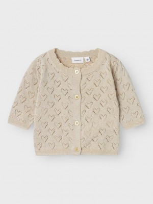 Name It NBFRIGLITTER LS KNIT CARD Frosted Almond | Freewear NBFRIGLITTER LS KNIT CARD - www.freewear.nl - Freewear