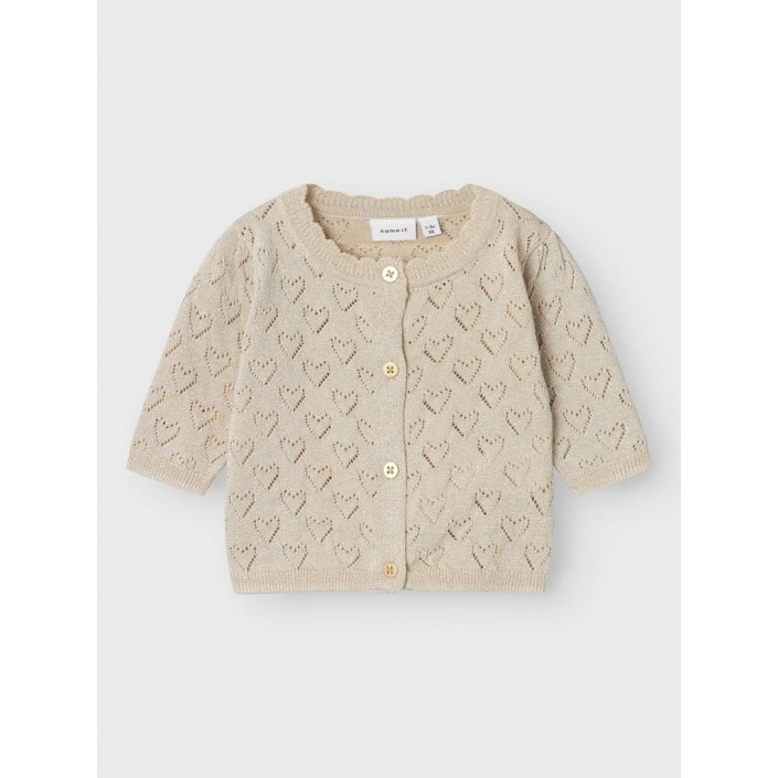 Name It NBFRIGLITTER LS KNIT CARD Frosted Almond | Freewear NBFRIGLITTER LS KNIT CARD - www.freewear.nl - Freewear