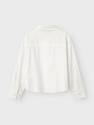 NAME IT KIDS NKFOLARA LS SHORT LOOSE SHIRT Bright White/STUDS | Freewear NKFOLARA LS SHORT LOOSE SHIRT - www.freewear.nl - Freewear