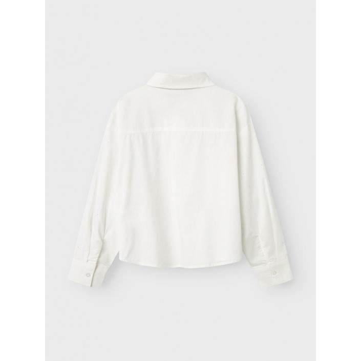 NAME IT KIDS NKFOLARA LS SHORT LOOSE SHIRT Bright White/STUDS | Freewear NKFOLARA LS SHORT LOOSE SHIRT - www.freewear.nl - Freewear