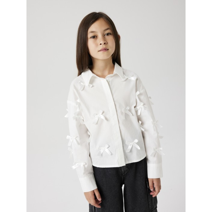 NAME IT KIDS NKFOLARA LS SHORT LOOSE SHIRT Bright White/BOW | Freewear NKFOLARA LS SHORT LOOSE SHIRT - www.freewear.nl - Freewear