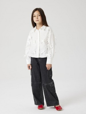 NAME IT KIDS NKFOLARA LS SHORT LOOSE SHIRT Bright White/BOW | Freewear NKFOLARA LS SHORT LOOSE SHIRT - www.freewear.nl - Freewear