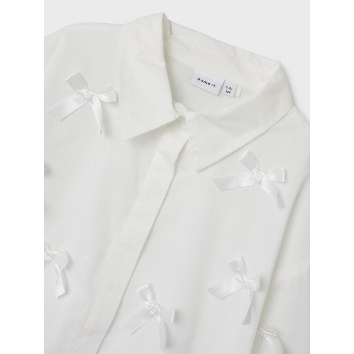 NAME IT KIDS NKFOLARA LS SHORT LOOSE SHIRT Bright White/BOW | Freewear NKFOLARA LS SHORT LOOSE SHIRT - www.freewear.nl - Freewear
