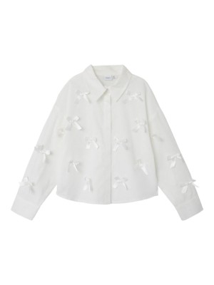 NAME IT KIDS NKFOLARA LS SHORT LOOSE SHIRT Bright White/BOW | Freewear NKFOLARA LS SHORT LOOSE SHIRT - www.freewear.nl - Freewear