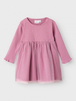 Name It NBFROYANNA LS DRESS Mauve Orchid | Freewear NBFROYANNA LS DRESS - www.freewear.nl - Freewear
