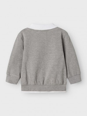NAME IT MINI NMMRON NREG SWEAT BRU Grey Melange | Freewear NMMRON NREG SWEAT BRU - www.freewear.nl - Freewear