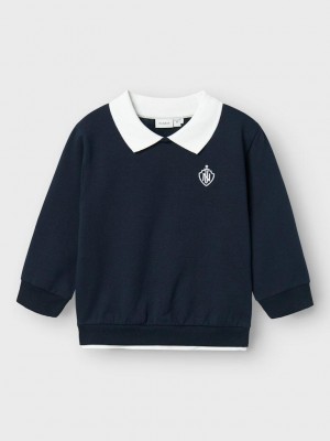 NAME IT MINI NMMRON NREG SWEAT BRU Dark Sapphire | Freewear NMMRON NREG SWEAT BRU - www.freewear.nl - Freewear