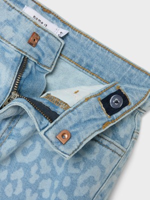 NAME IT KIDS NKFROSE MOM HW AOP DNM SHORTS 1016-: Light Blue Denim/LEO | Freewear NKFROSE MOM HW AOP DNM SHORTS 1016-: - www.freewear.nl - Freewear