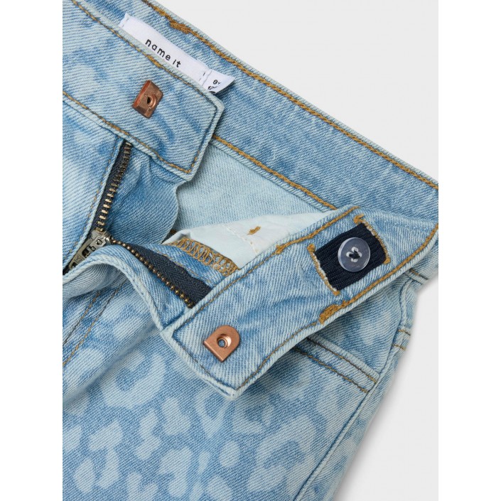 NAME IT KIDS NKFROSE MOM HW AOP DNM SHORTS 1016-: Light Blue Denim/LEO | Freewear NKFROSE MOM HW AOP DNM SHORTS 1016-: - www.freewear.nl - Freewear