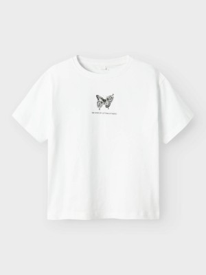 NAME IT KIDS NKFDANE SS NREG TOP BOX Bright White/BLACK | Freewear NKFDANE SS NREG TOP BOX - www.freewear.nl - Freewear