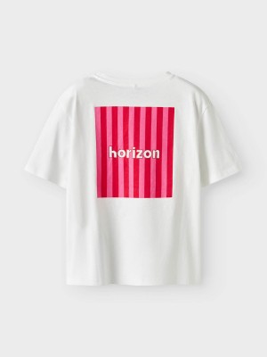 NAME IT KIDS NKFFALAURA SS NREG TOP BOX Bright White/CHINESE RED | Freewear NKFFALAURA SS NREG TOP BOX - www.freewear.nl - Freewear