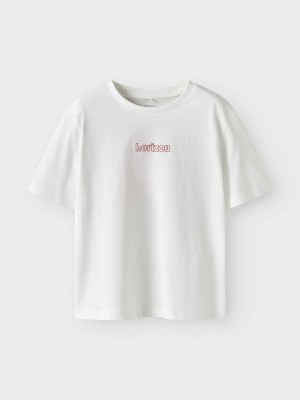 NAME IT KIDS NKFFALAURA SS NREG TOP BOX Bright White/CHINESE RED | Freewear NKFFALAURA SS NREG TOP BOX - www.freewear.nl - Freewear