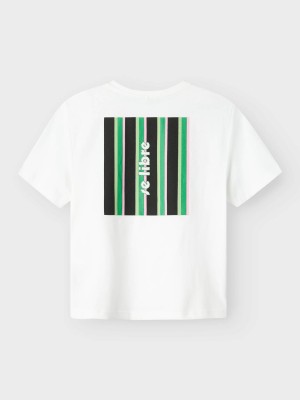 NAME IT KIDS NKFFALAURA SS NREG TOP BOX Bright White/BRIGHT GREEN | Freewear NKFFALAURA SS NREG TOP BOX - www.freewear.nl - Freewear