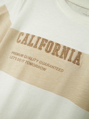 NAME IT KIDS NKMDORIO SS TOP Bright White/PEYOTE | Freewear NKMDORIO SS TOP - www.freewear.nl - Freewear