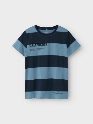 NAME IT KIDS NKMDORIO SS TOP Spring Lake/NAVY BLAZER | Freewear NKMDORIO SS TOP - www.freewear.nl - Freewear