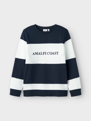 NAME IT KIDS NKMFOLGE LS SWEAT UNB Navy Blazer/BRIGHT WHITE | Freewear NKMFOLGE LS SWEAT UNB - www.freewear.nl - Freewear