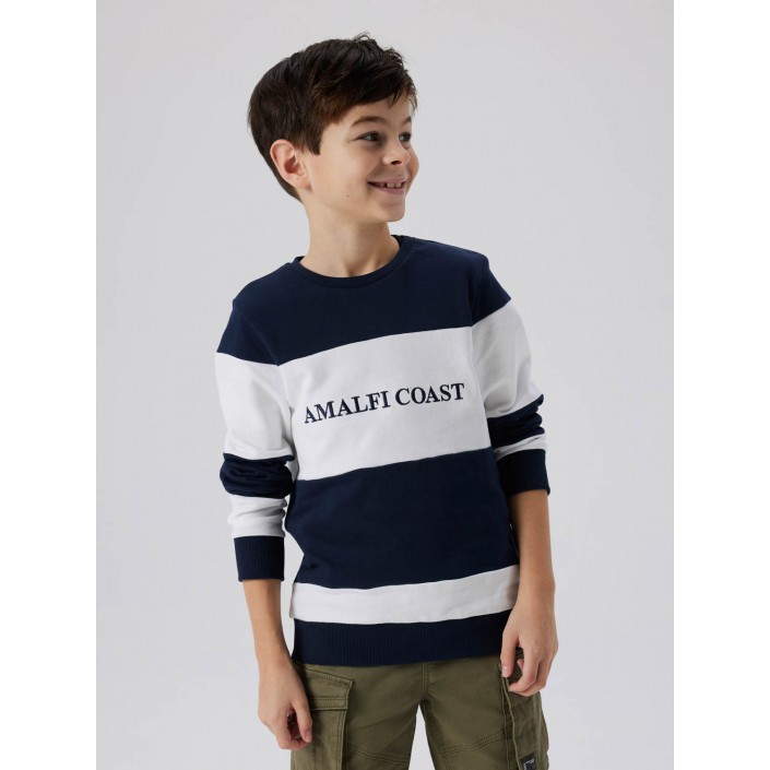 NAME IT KIDS NKMFOLGE LS SWEAT UNB Navy Blazer/BRIGHT WHITE | Freewear NKMFOLGE LS SWEAT UNB - www.freewear.nl - Freewear