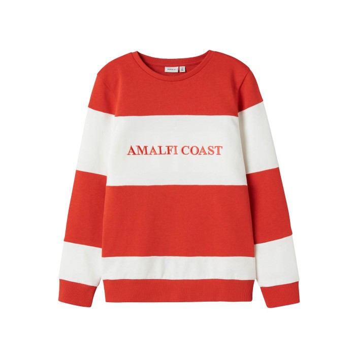 NAME IT KIDS NKMFOLGE LS SWEAT UNB Paprika/BRIGHT WHITE | Freewear NKMFOLGE LS SWEAT UNB - www.freewear.nl - Freewear