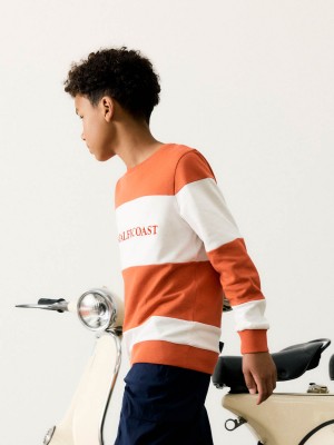 NAME IT KIDS NKMFOLGE LS SWEAT UNB Paprika/BRIGHT WHITE | Freewear NKMFOLGE LS SWEAT UNB - www.freewear.nl - Freewear