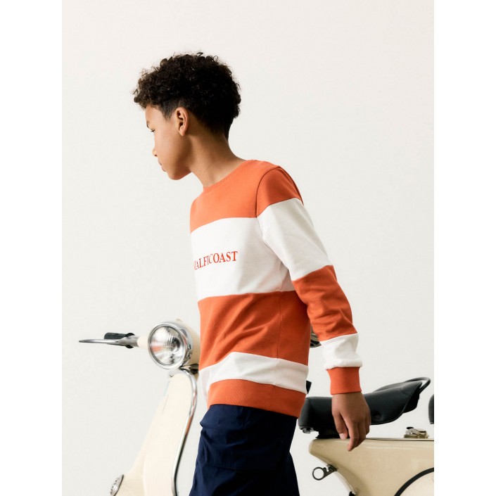 NAME IT KIDS NKMFOLGE LS SWEAT UNB Paprika/BRIGHT WHITE | Freewear NKMFOLGE LS SWEAT UNB - www.freewear.nl - Freewear