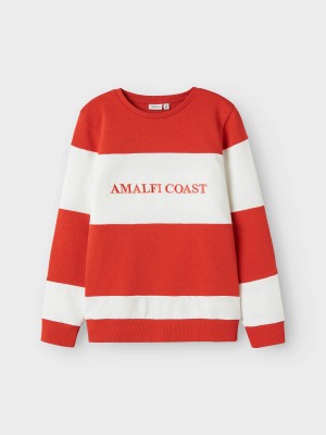 NAME IT KIDS NKMFOLGE LS SWEAT UNB Paprika/BRIGHT WHITE | Freewear NKMFOLGE LS SWEAT UNB - www.freewear.nl - Freewear