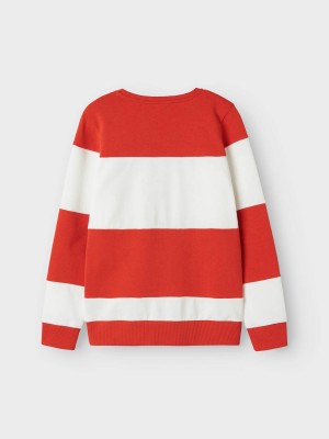 NAME IT KIDS NKMFOLGE LS SWEAT UNB Paprika/BRIGHT WHITE | Freewear NKMFOLGE LS SWEAT UNB - www.freewear.nl - Freewear