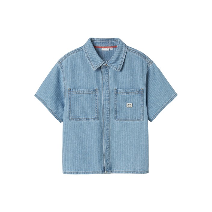 NAME IT KIDS NKMFELIX SS DNM SHIRT 3950-KY H Light Blue Denim/STRIPES | Freewear NKMFELIX SS DNM SHIRT 3950-KY H - www.freewear.nl - Freewear